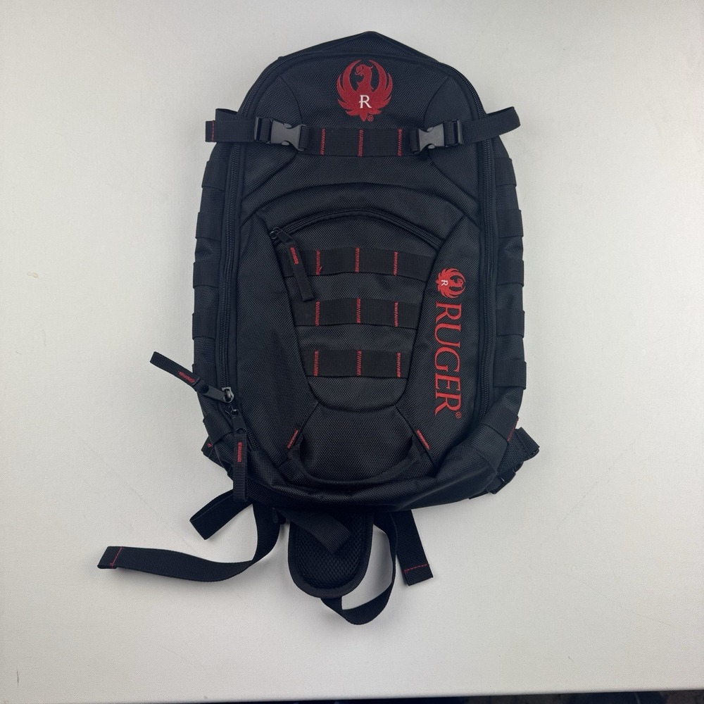 Ruger Glendale Tactical Sling Backpack Range Bag Black Red MOLLE Hunting Pack